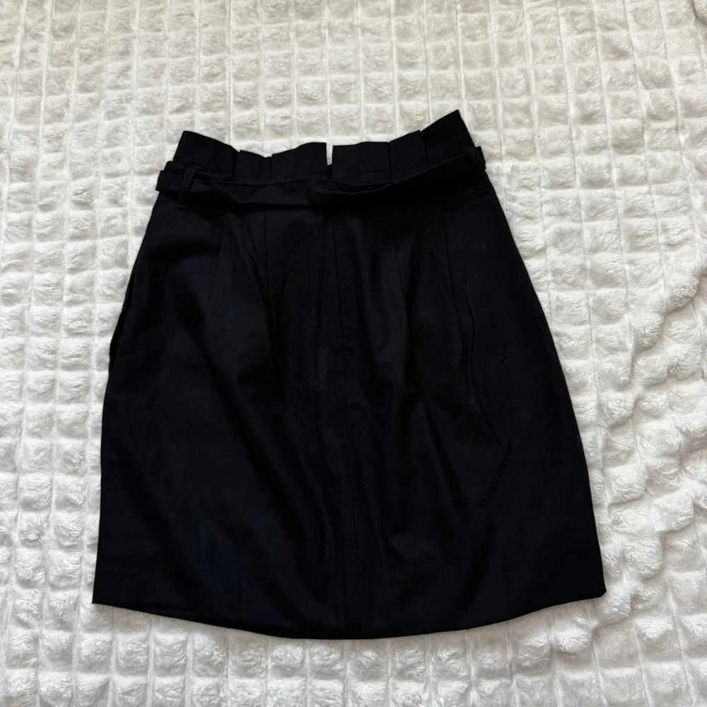NEW J Crew 2 Black Wool Blend Belted Paper Bag Mini Skirt Capsule Classic